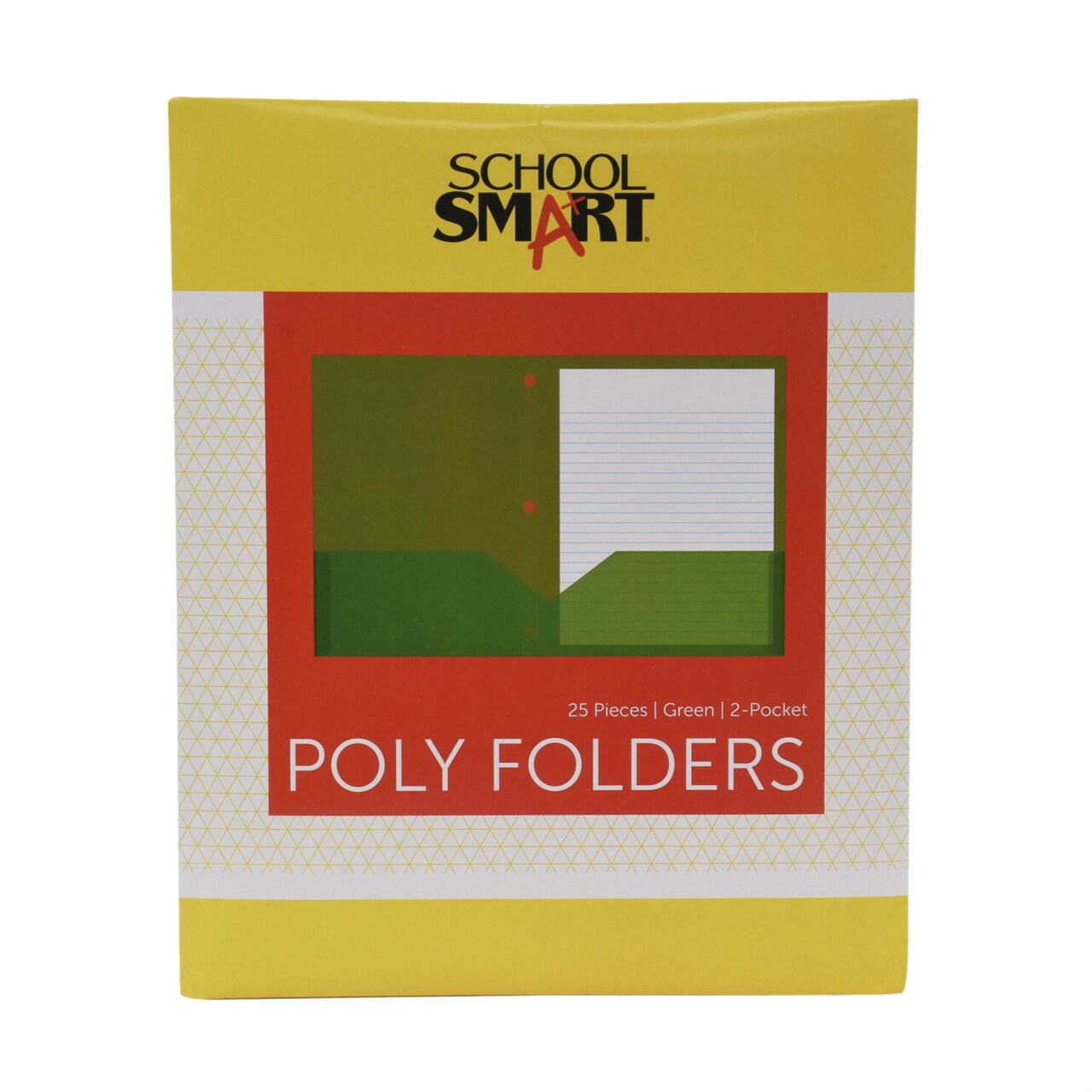 School Smart Heavyweight Two-Pocket Poly Folder with Three-Hole Punch, Green, Pack of 25
